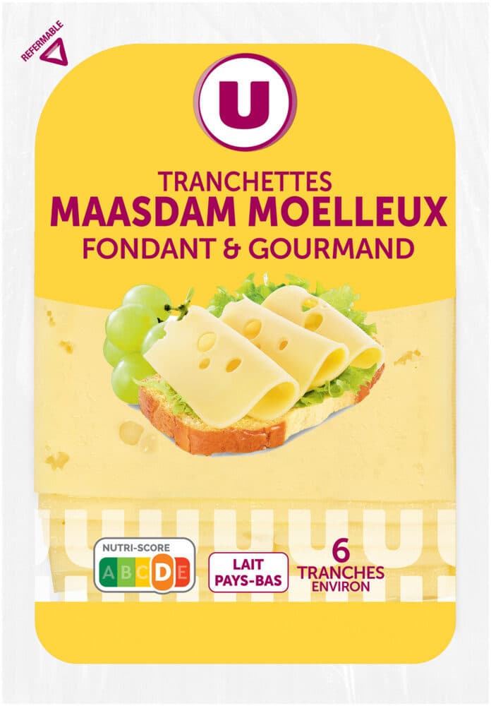 U Maasdam moelleux au lait pasteurisé 30%MG - Barquette 6 tranches , 150g packshot