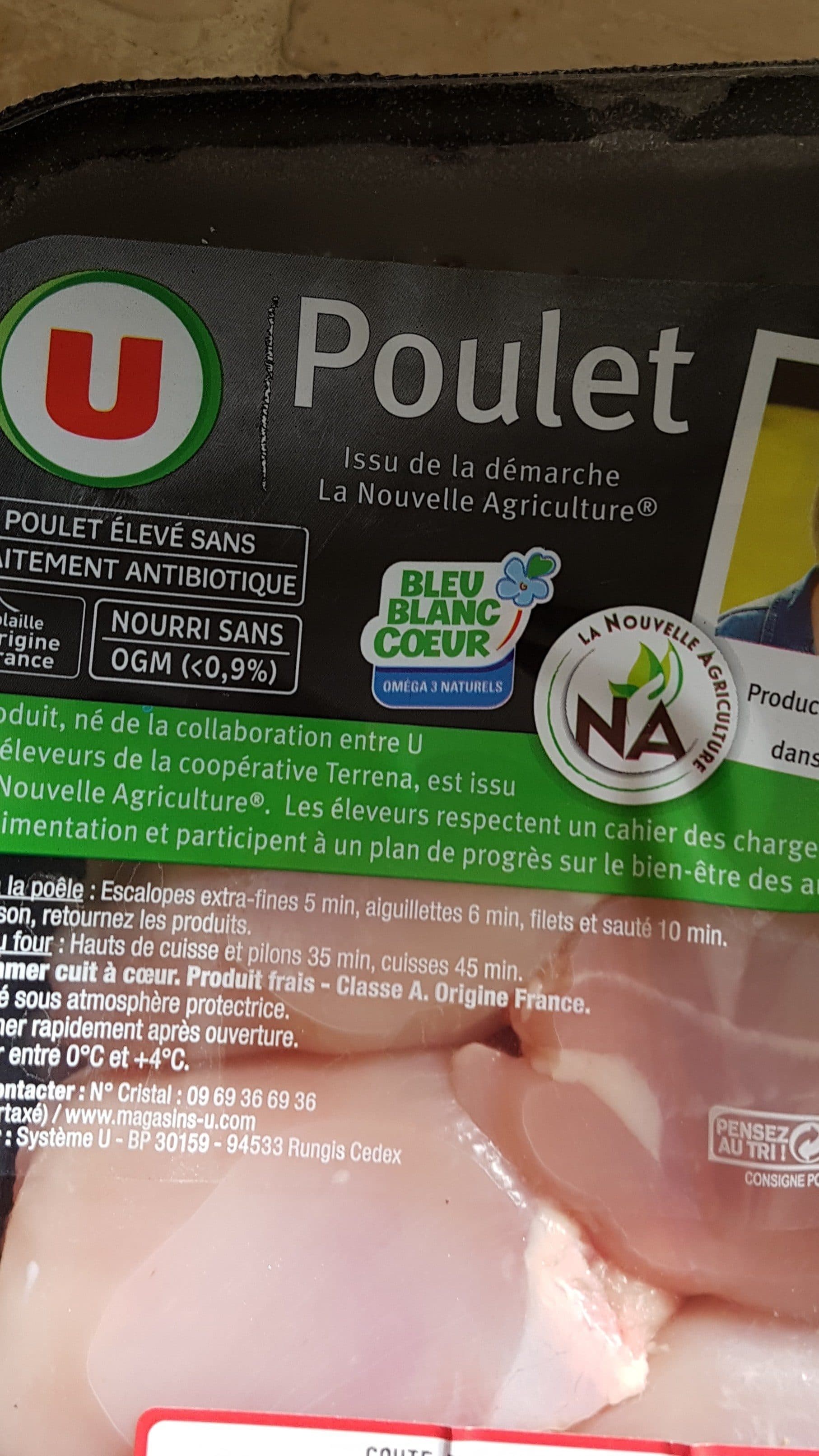 U Sauté de poulet blanc France, barquette 500g packshot