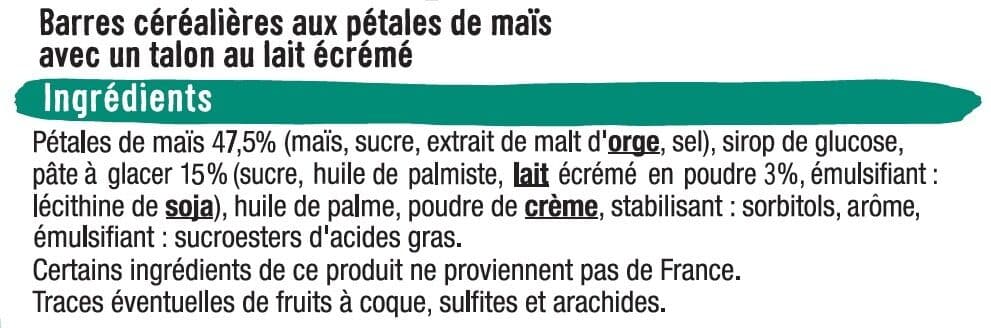 U Barres de céréales et pétales de maïs talon lait packshot