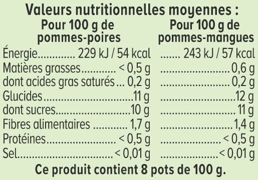 U Dessert fruitier coupelle 4 pommes-poires 4 pommes-mangues sans sucreajouté8x100g packshot
