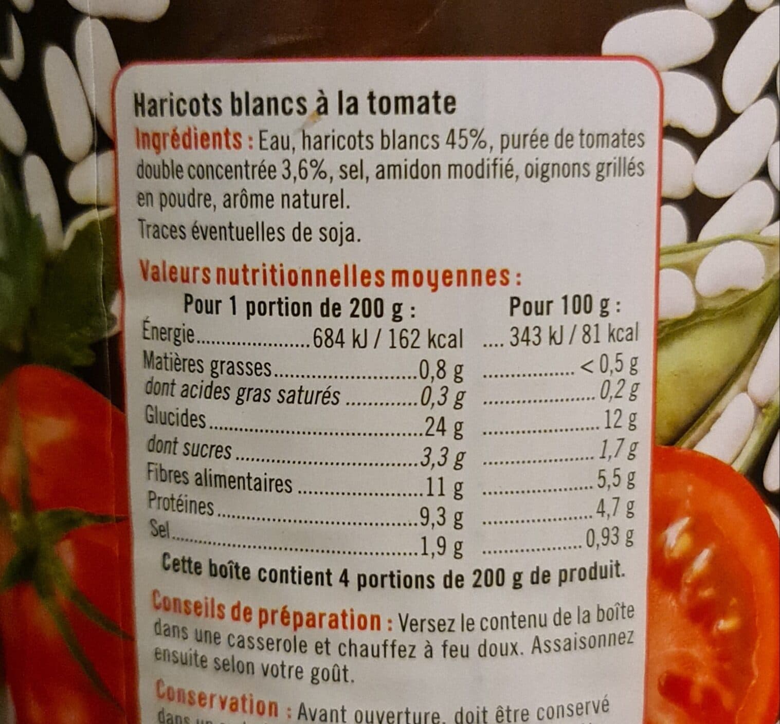 U Haricots blancs tomate - Boîte 800g packshot