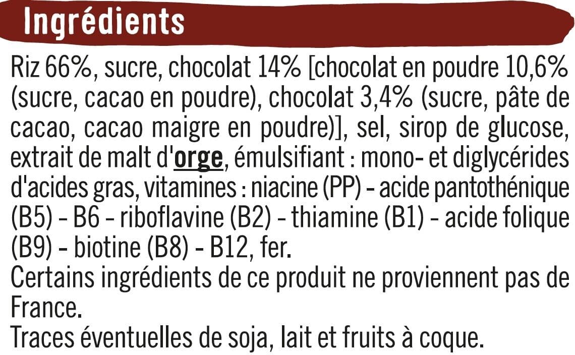 U Riz soufflé enrobé de chocolat packshot