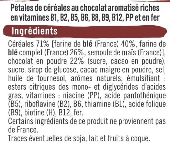 U Céréales pétales blé goût chocolat packshot