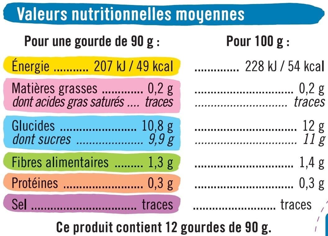 U Gourdes dessert fruitier à la pomme sans sucre ajouté 12x90g packshot