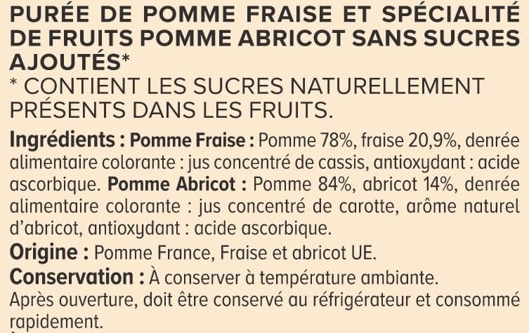 U Gourdes 3 pomme-fraise, 3 pomme-abricot sans sucre ajouté 6x90g packshot