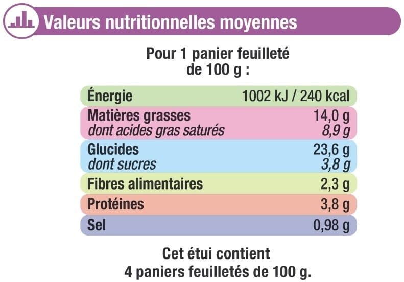 U Paniers feuilletés aux légumes du soleil - 4x100g packshot