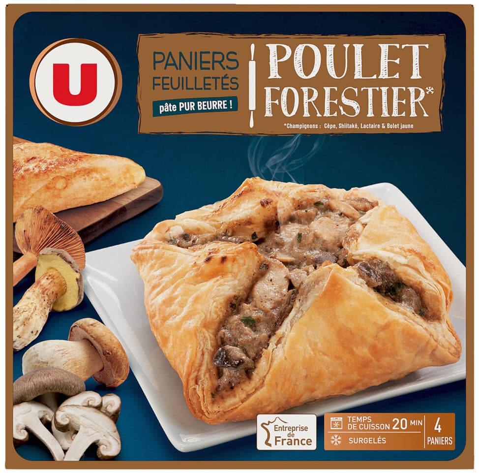 U Paniers feuilletés poulet mélange forestier - 4x100g packshot