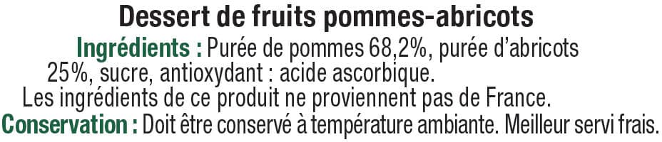 U Coupelle dessert de fruits pomme et abricot 4 pots de 100g, 400g packshot