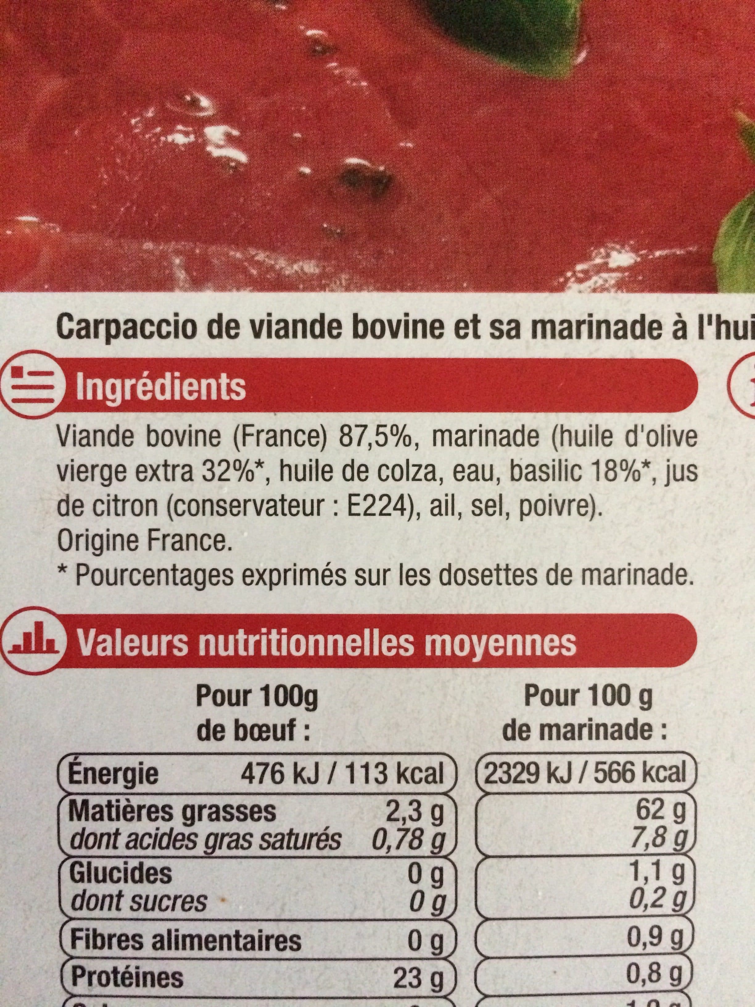 U Carpaccios pur boeuf packshot