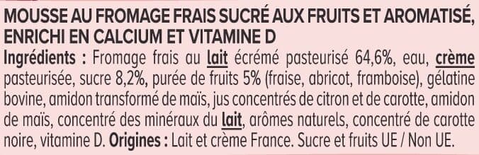 U Mousse au fromage frais sucré aux fruits - 6x74g packshot
