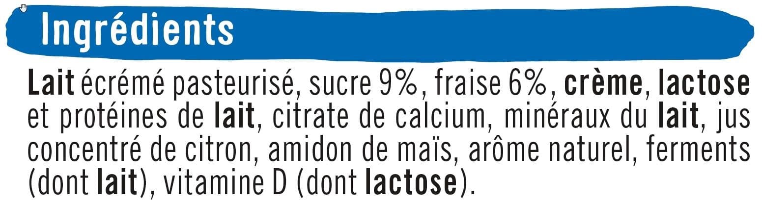 U Yaourt à boire sucré pulpe de fraise packshot