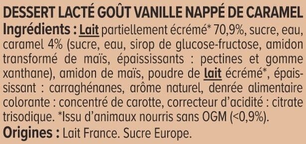 U Dessert lacté flan goût vanille nappé caramel 12x100g packshot