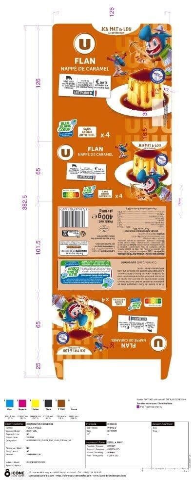 U Dessert lacté flan goût vanille nappé caramel 4x100g packshot