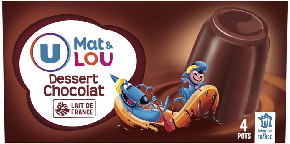 U Dessert lacté gélifié au chocolat 4x100g packshot