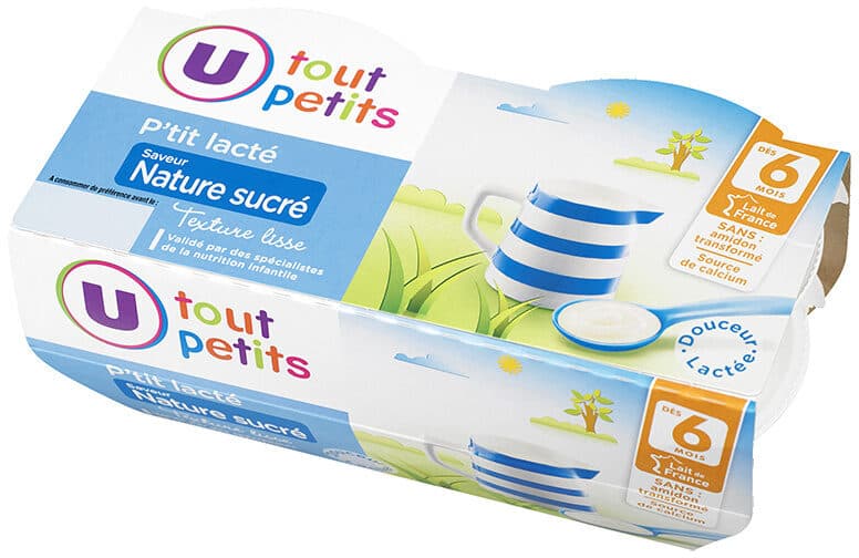 U P'tit lacté saveur nature sucré 6 mois, packshot