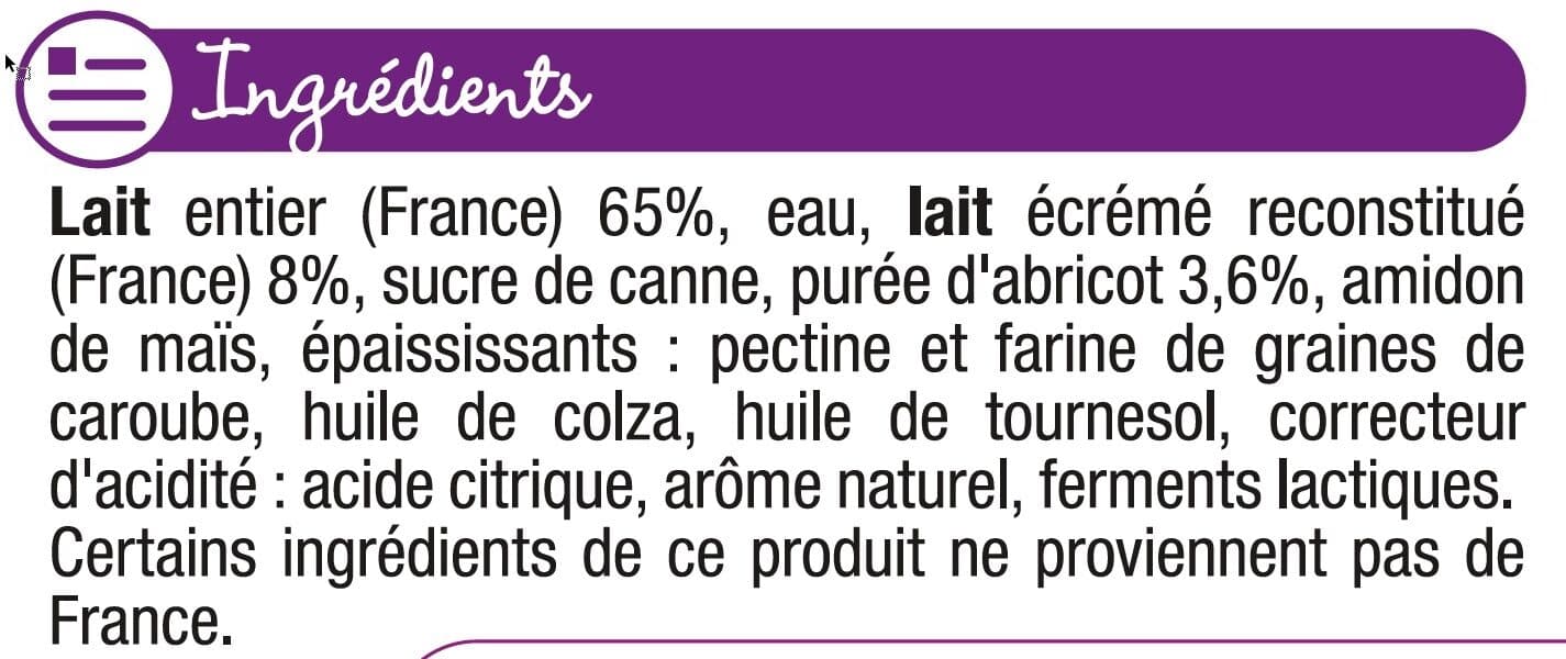 U P'tit lacté saveur abricot dès 6 mois, packshot
