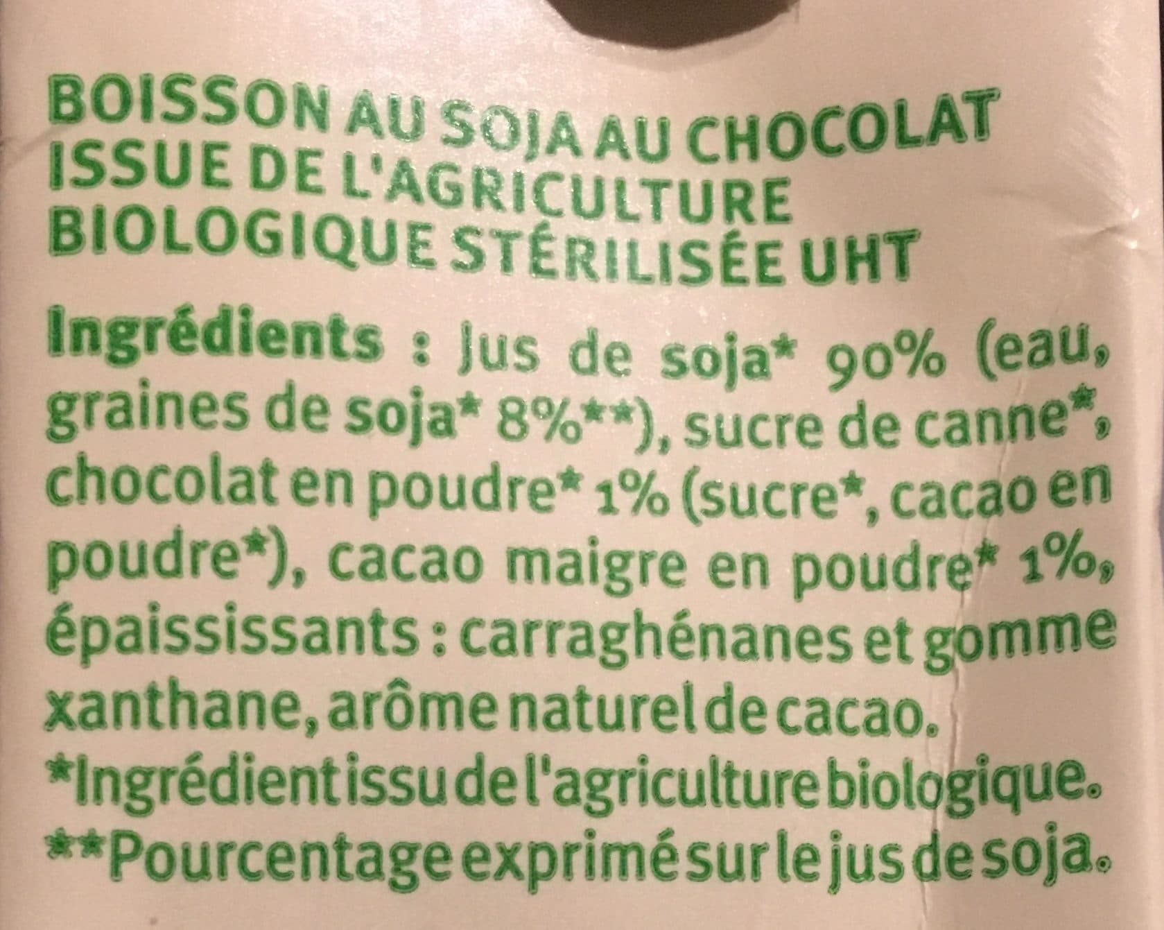 U Boisson au soja chocolat packshot