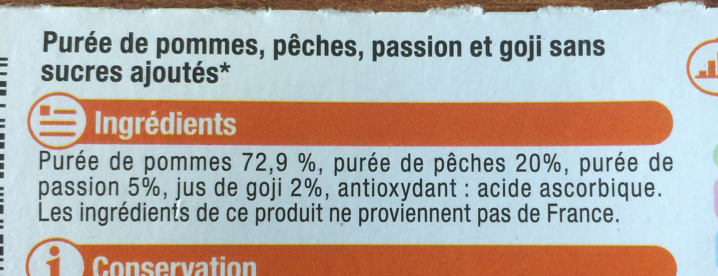 U Spécialité fruit sans sucre ajouté pomme pêche passion goji U packshot