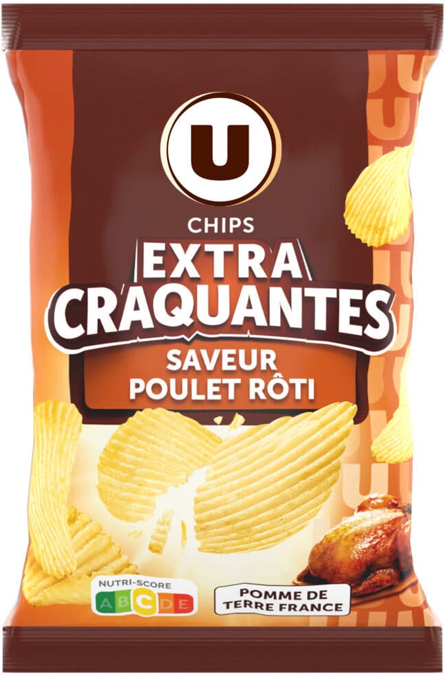 U Chips extra craquantes saveur poulet rôti - paquet 135G packshot