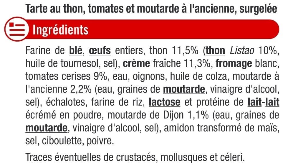 U Tarte au thon tomates et moutarde à l'ancienne 400g packshot