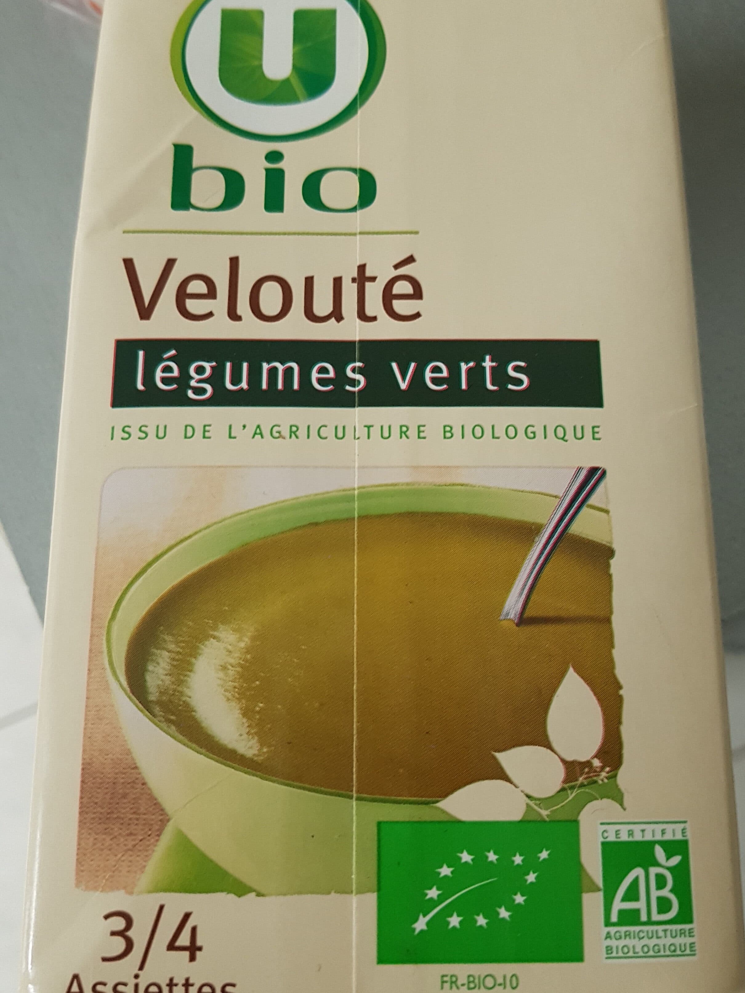 U Soupe Velouté de légumes verts bio, 1L packshot