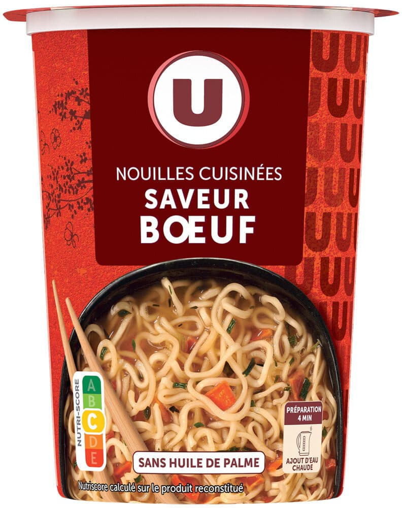 U Nouilles cuisinées cup saveur boeuf 70g packshot