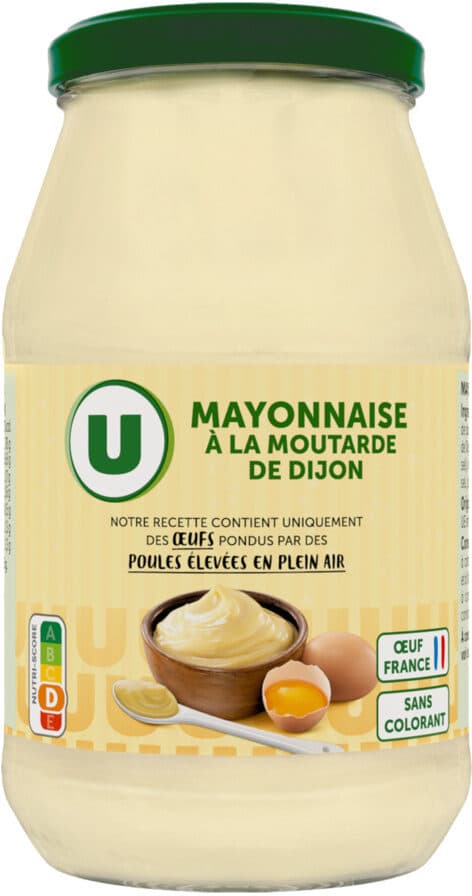 U Mayonnaise à la moutarde de Dijon sans colorant bocal 470g packshot