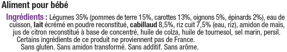 U Bols légumes-cabillaud & riz dès 8 mois packshot