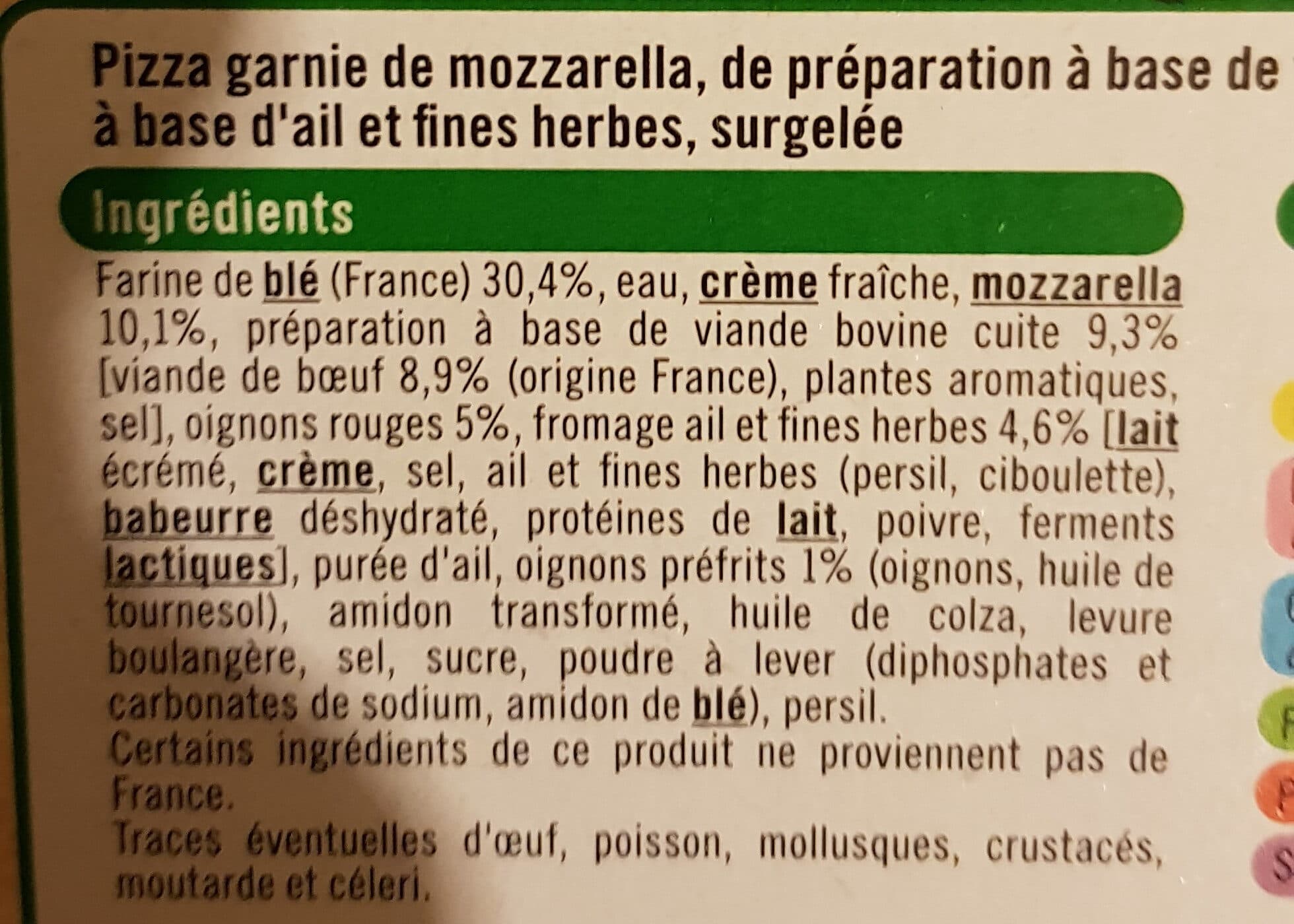 U Pizza au boeuf fromage ail et fines herbes 395g packshot