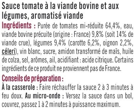 U Sauce à l'italienne 100% pur boeuf origine France packshot