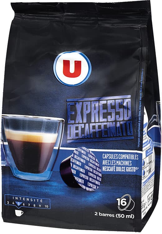 U Café torréfié et moulu expresso décaffeinato packshot