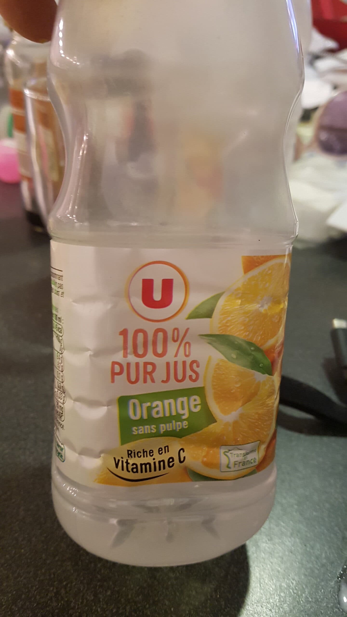 U Pur jus d'orange sans pulpe filière pet 50cl packshot