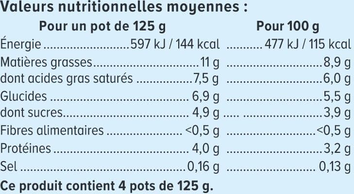 U Dessert lacté Rêve de lait nature, 4x125g packshot