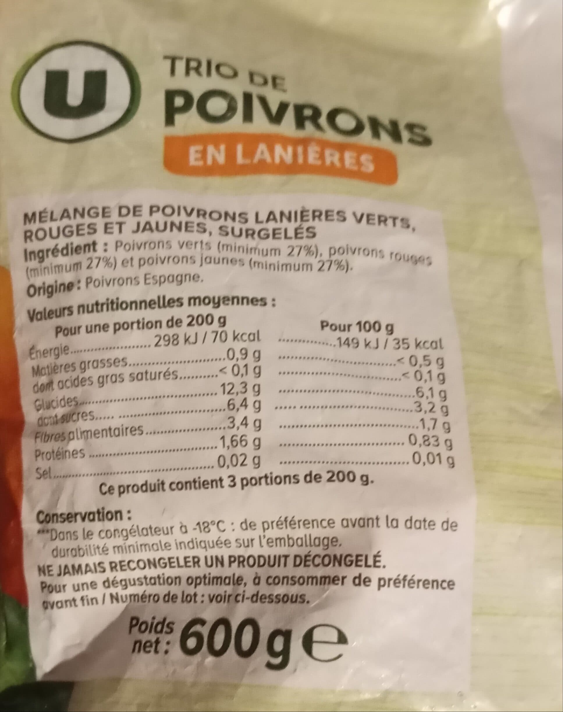 U Trio de poivrons 600g packshot