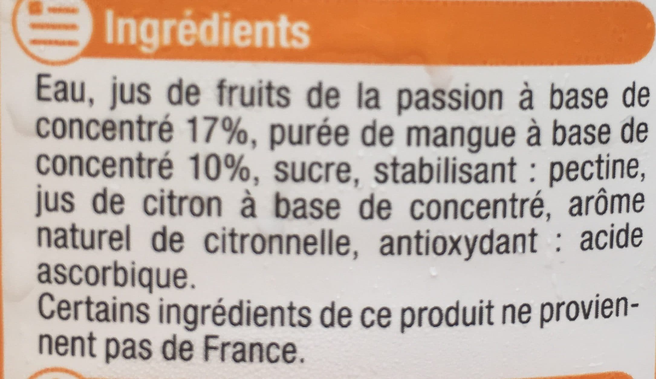 U Mangue Passion saveur Citronelle packshot