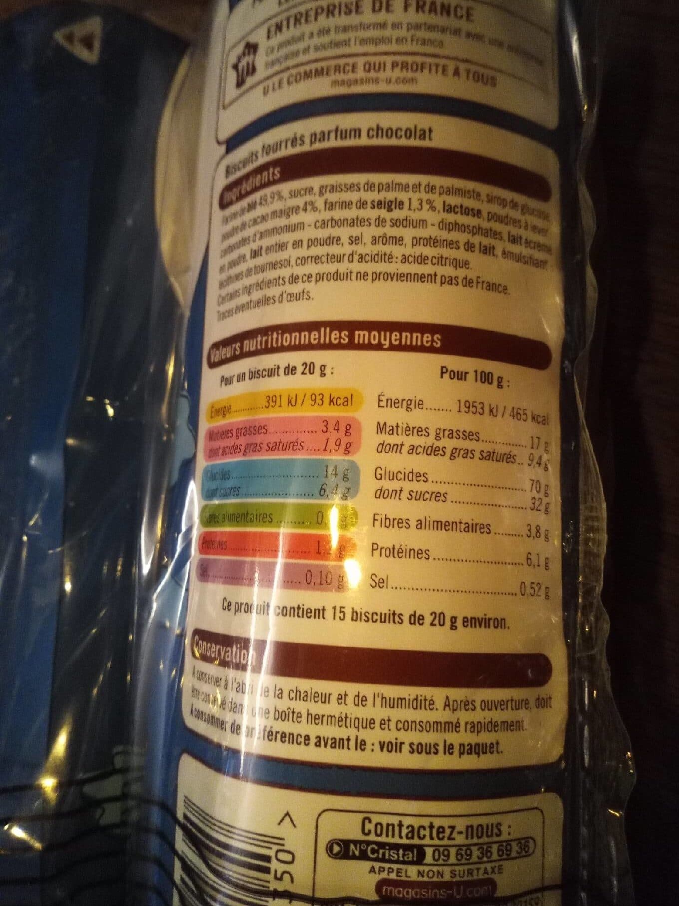 U Biscuits fourrés chocolat packshot