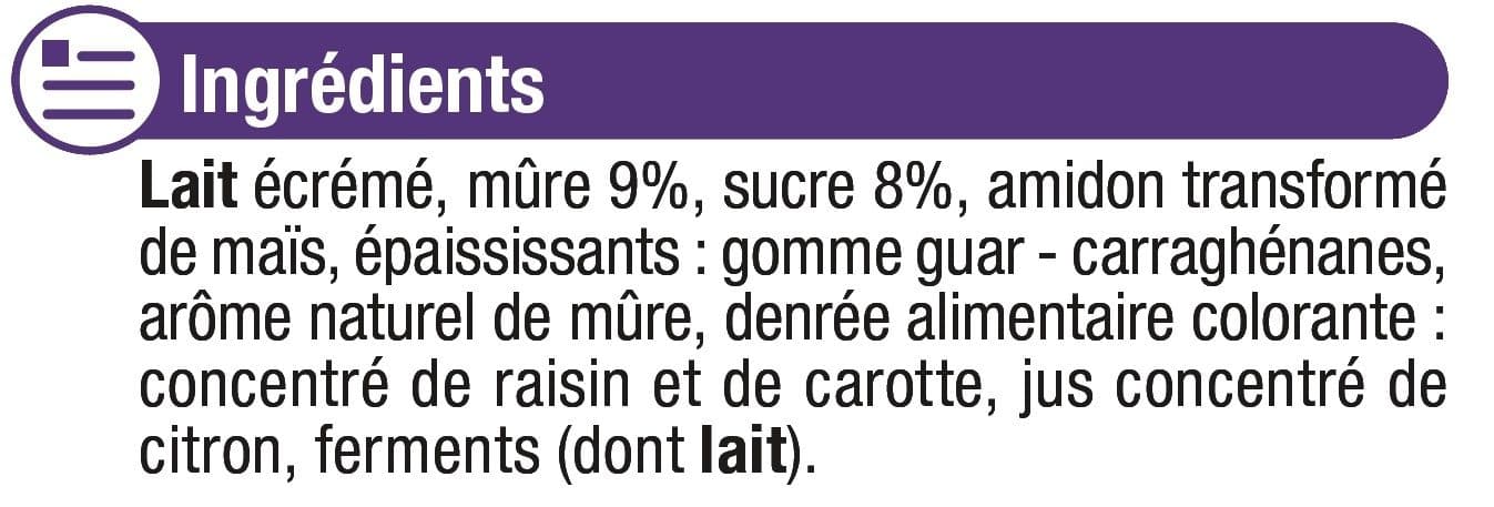 U Spécialité laitière maigre à la mûre sucré aromatisé packshot