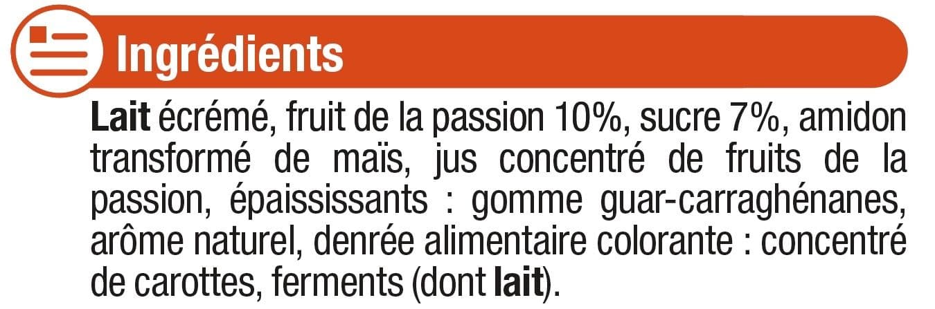 U Spécialité laitière maigre à la passion sucré aromatisé packshot