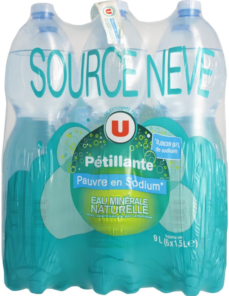 U Eau minérale naturelle pétillante pauvre en sodium packshot