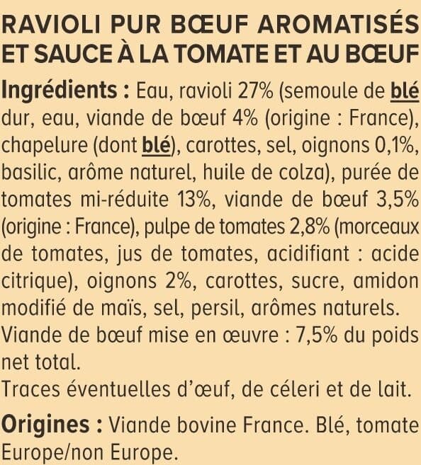 U Ravioli pur boeuf 7,5% Boîte de 1,2kg packshot