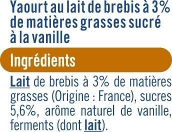 U Yaourt au lait de brebis sucré à la vanille 3%MG, 4x125g packshot