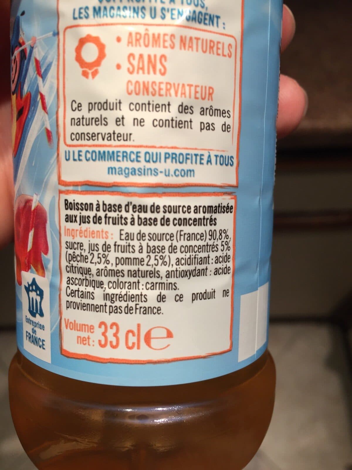 U Eau fruitée saveur pêche packshot