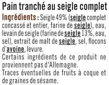 U Pain spécial Vollkornbrot au seigle 500g packshot