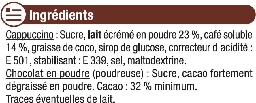 U Cappuccino nature avec poudreuse de chocolat packshot