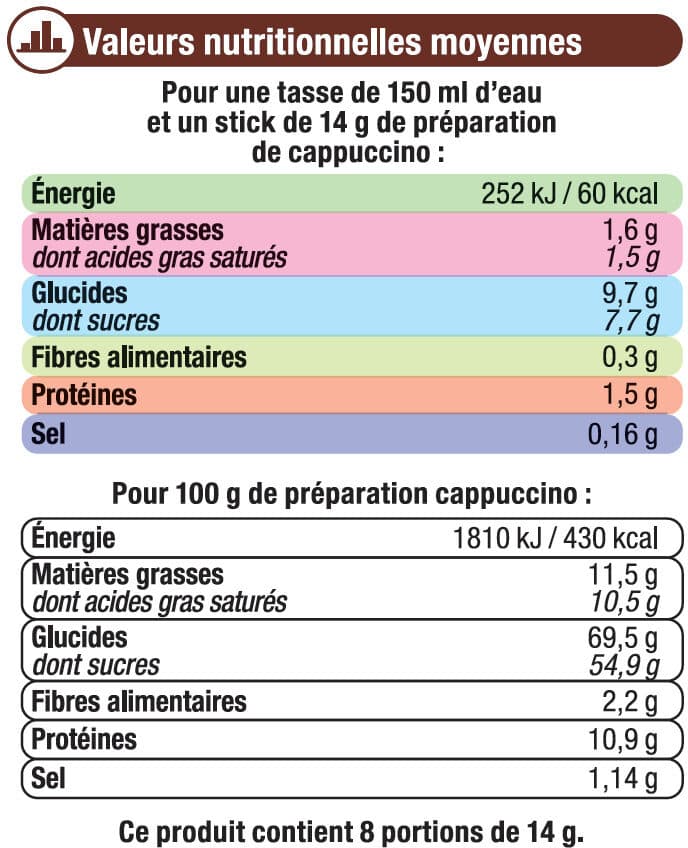 U Cappuccino nature avec poudreuse de chocolat packshot