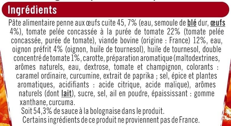U Box penne à la bolognaise packshot