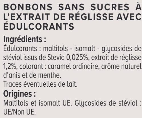 U Bonbons à la réglisse sans sucre stevia sachet de 120g packshot