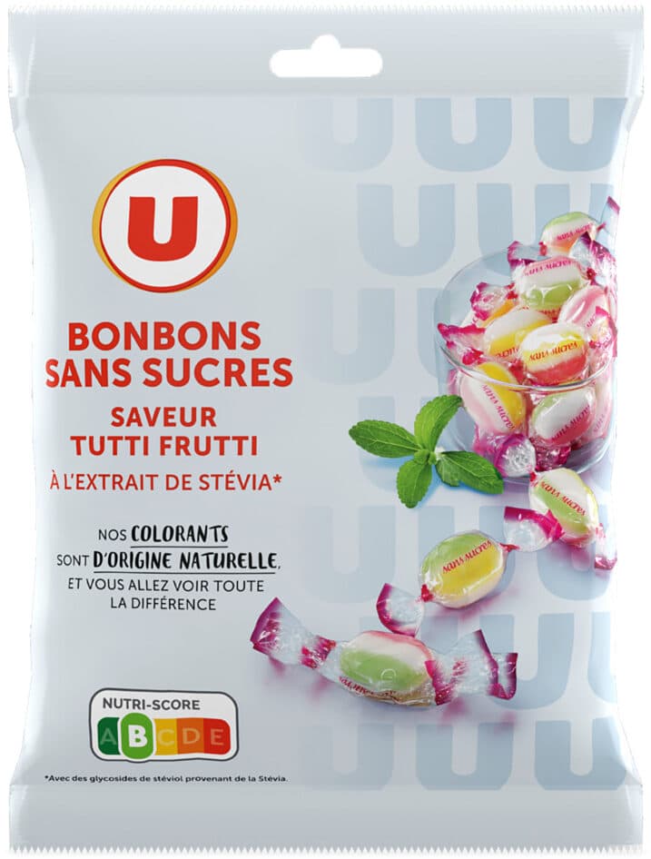 U Bonbons Tutti frutti sans sucres à l'extrait de stévia 120g packshot