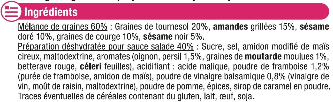 U Mélange pour salade graines sauce framboise balsamique packshot
