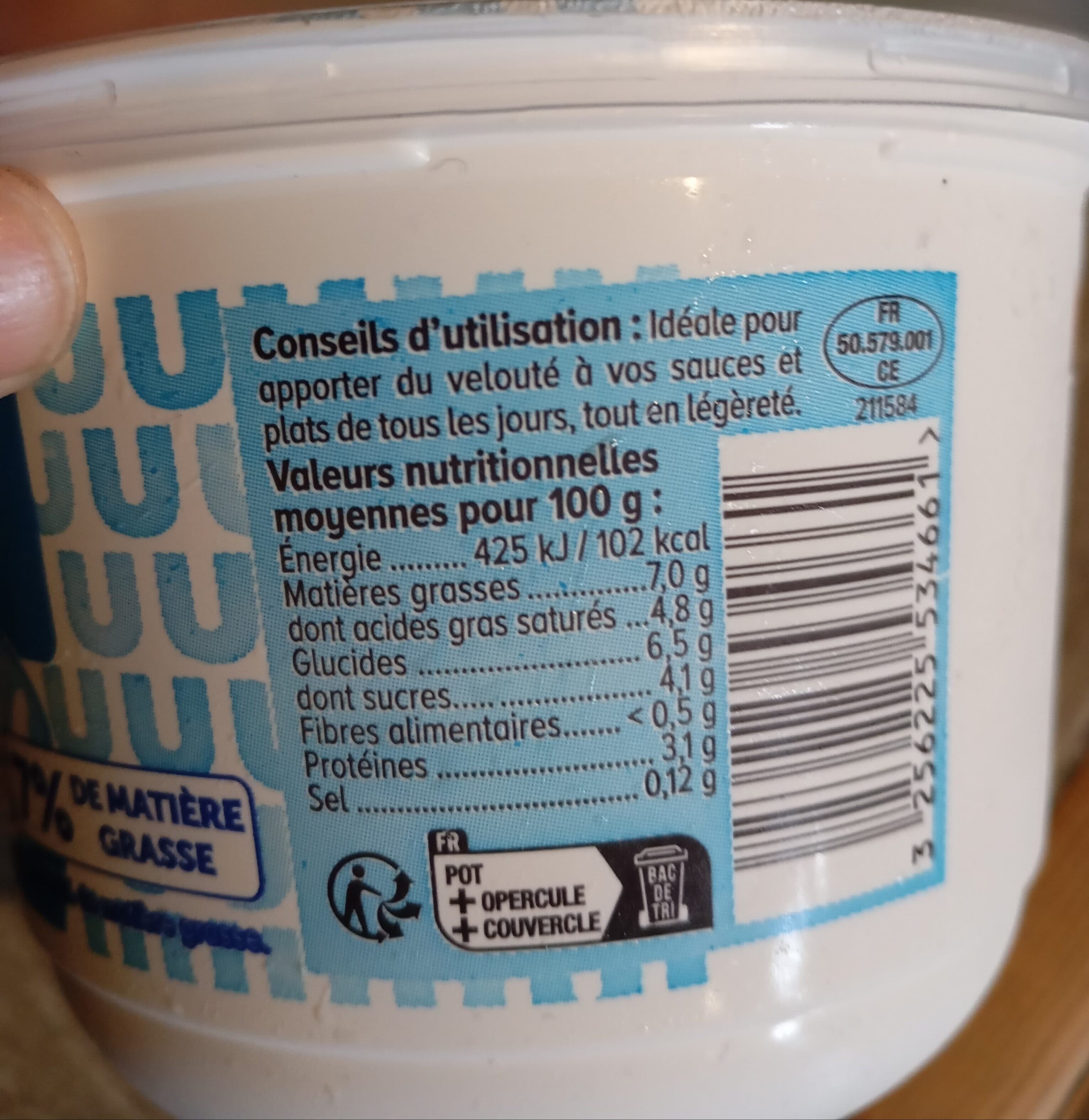 U Préparation à base de lait écrémé et de Crème fraîche 7%MG - 50cl packshot